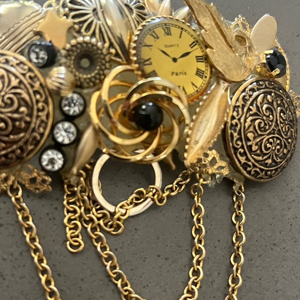 Vintage Brooch Pin Steampunk Watch Face Parts Button Artistic Mixed - Picture 5 of 5